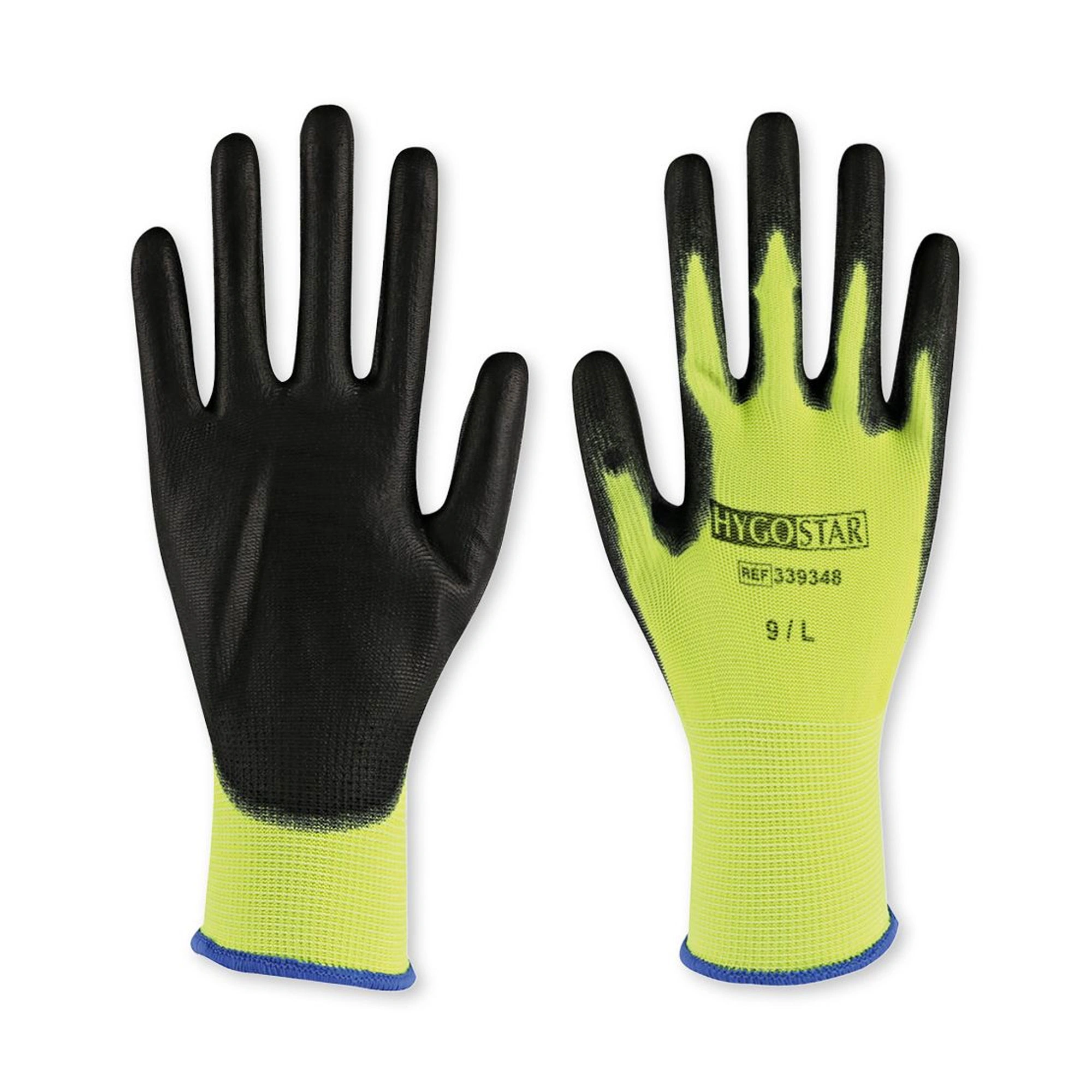 Hygostar Neon Ace Feinstrickhandschuhe mit Polyurethan-Beschichtung gelb, VE 120 Paar