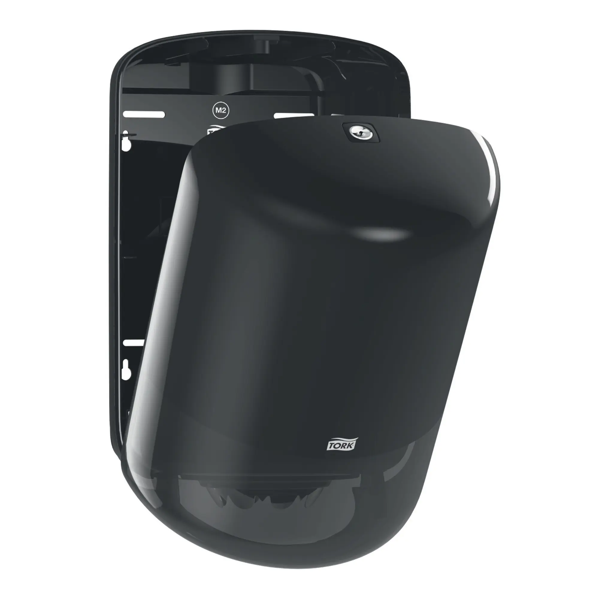 Tork Innenabrollungsspender M2 schwarz für Papierwischtücher mit Innenabrollung, abschließbarer Handtuchrollenspender für professionelle Umgebungen, Tork 559008