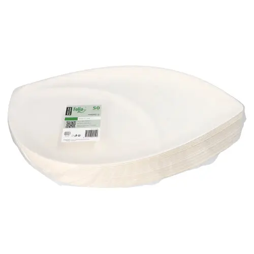 PAPSTAR Conpax (LM) Teller "Folia" Zuckerrohr 2-geteilt 1,5 cm x 30 cm x 47,2 cm