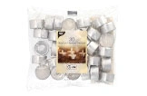 Teelichter 30er Pack weiß im Aluminiumbecher mit langer Brenndauer für stimmungsvolle Beleuchtung, Artikelnummer 30TL