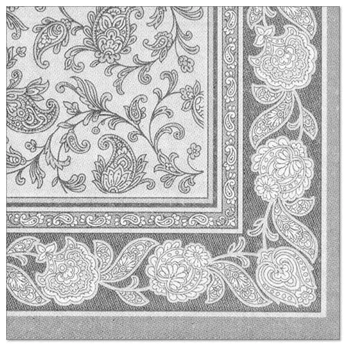 PAPSTAR Servietten ROYAL Collection 1/4-Falz 40 x 40 cm grau Ornaments, stoffähnliche Premium-Servietten mit floralen Ornamenten, FSC-zertifiziert, Art.-Nr. 11411