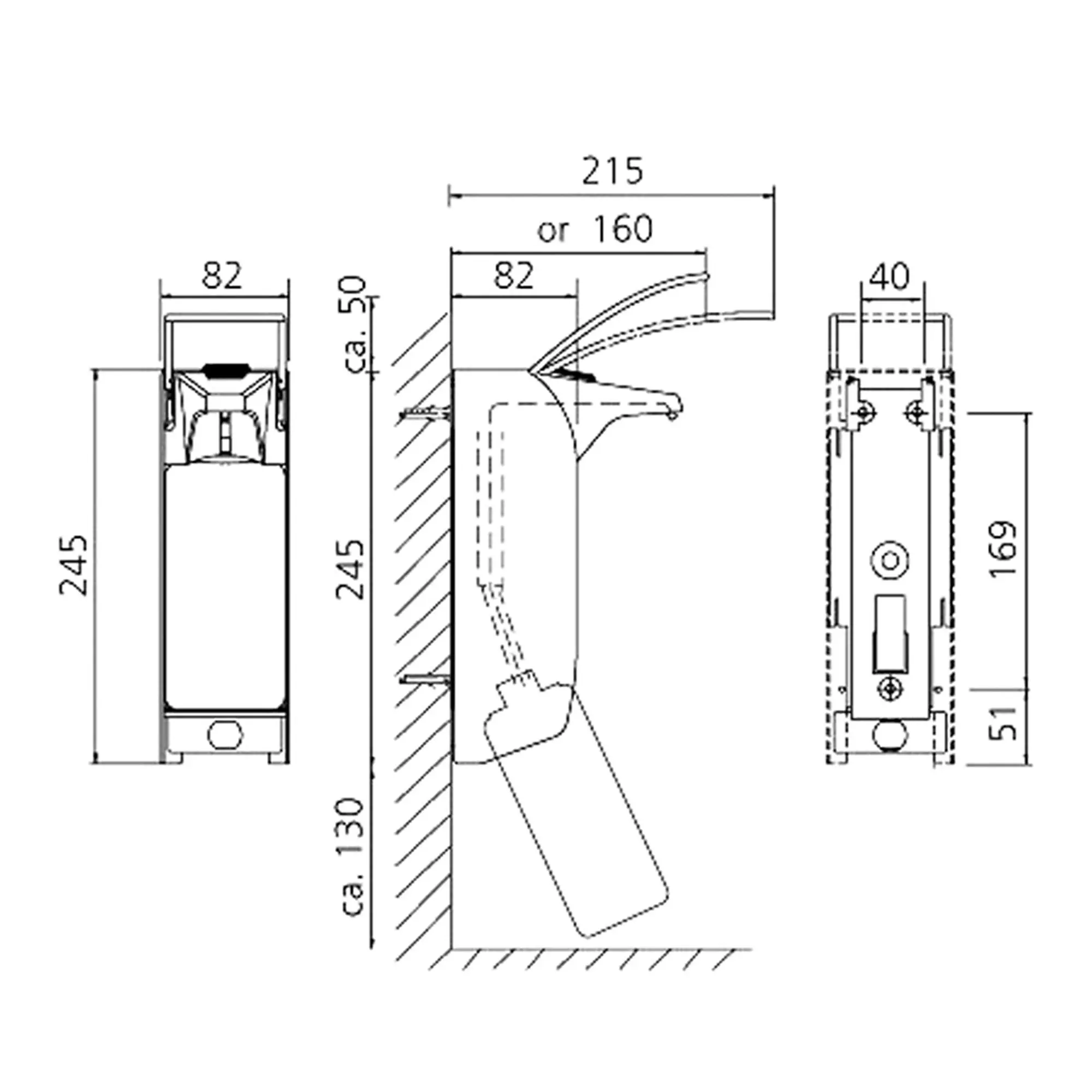Bode Eurospender 1 plus 350 ml und 500 ml von Bode-Chemie, Wandspender mit langem Edelstahlhebel für Händedesinfektionsmittel, Wasch- und Pflegelotion
