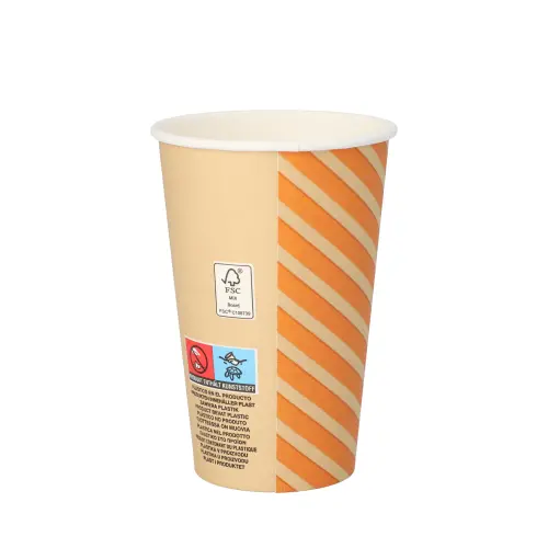 Starpak Trinkbecher Pappe 0,3 l Coffee Line, brauner Einweg-Pappbecher Ø 8 cm, 11,6 cm Höhe von PAPSTAR für Heiß- und Kaltgetränke