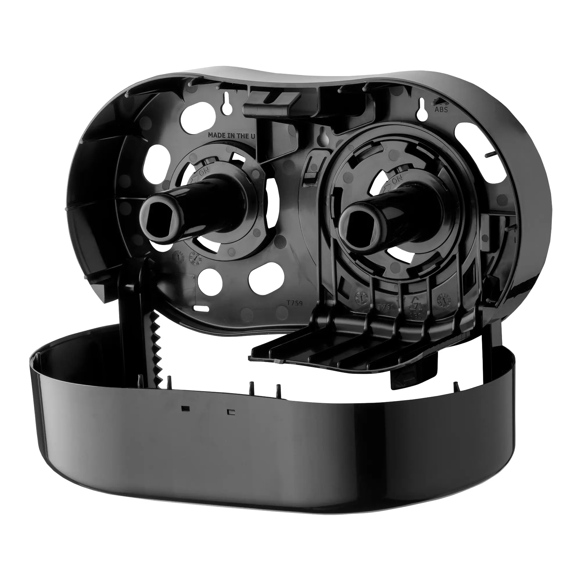 PlastiQline Toilettenpapierspender für 2 Rollen PQBTMDuo, horizontaler Wandspender aus Kunststoff mit Schloss und Halterung für zwei Standardrollen