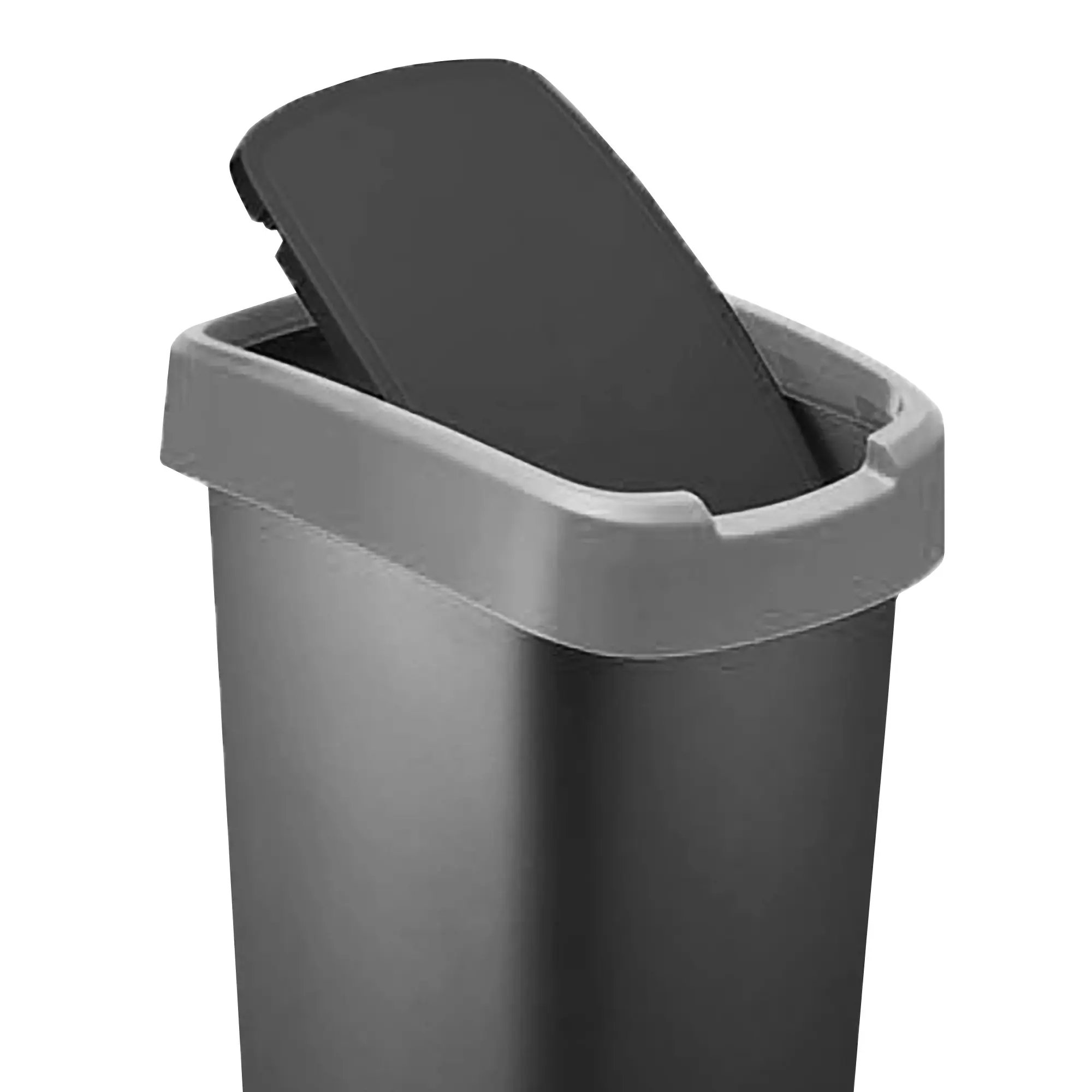 RothoPro Twist Abfallbehälter 50 Liter schwarz/silber Schwingfunktion 59135421