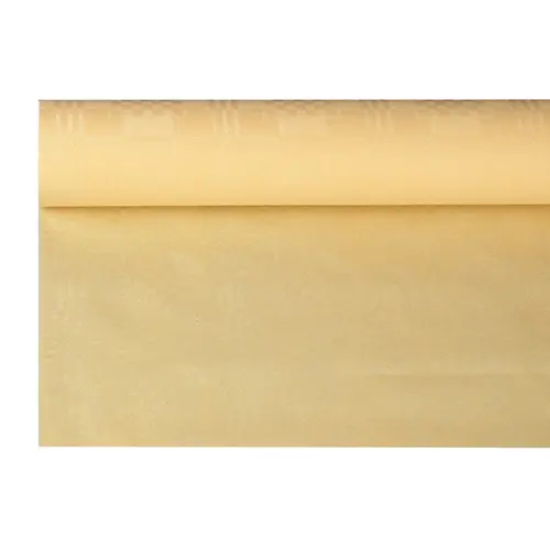 PAPSTAR Papiertischtuch mit Damastprägung 6 m x 1,2 m in creme auf Rolle, strapazierfähiges Papiertischtuch für festliche Tischdeko, Artikel 86030