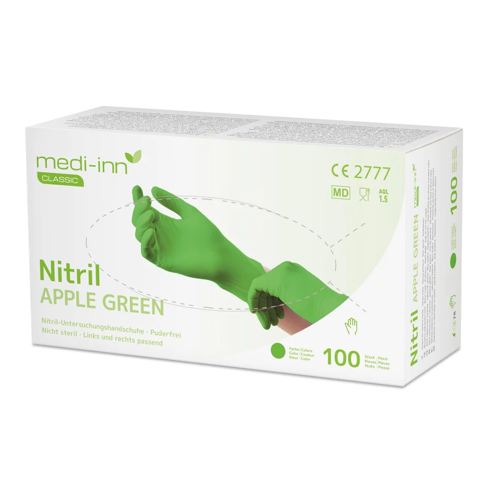 Medi-Inn Einmalhandschuhe Nitril Apple Green, puderfrei VE 1000 Stück 