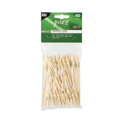 PAPSTAR Fingerfood - Picker "pure" 12 cm "Mali" aus Bambus im Beutel, ideal für Fingerfood, Buffet und Party, Art.-Nr. 84680
