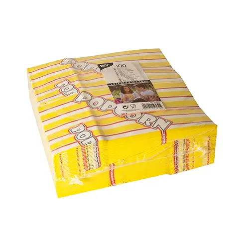 PAPSTAR Popcorn Tüten Pergament-Ersatz 1,3 l, fettdicht, gelbe Popcorn-Tüten im Kino-Look aus Kraftpapier, 20,5 x 10,5 x 6 cm, VE 1000 Stück, Art.-Nr. 86616