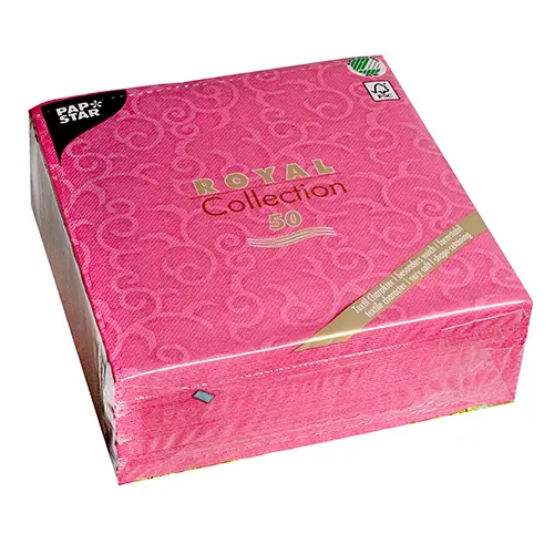 PAPSTAR Servietten "ROYAL Collection" 1/4-Falz 40 x 40 cm fuchsia "Casali", hochwertige Premium-Servietten in Stoffoptik, weich, formstabil und kompostierbar