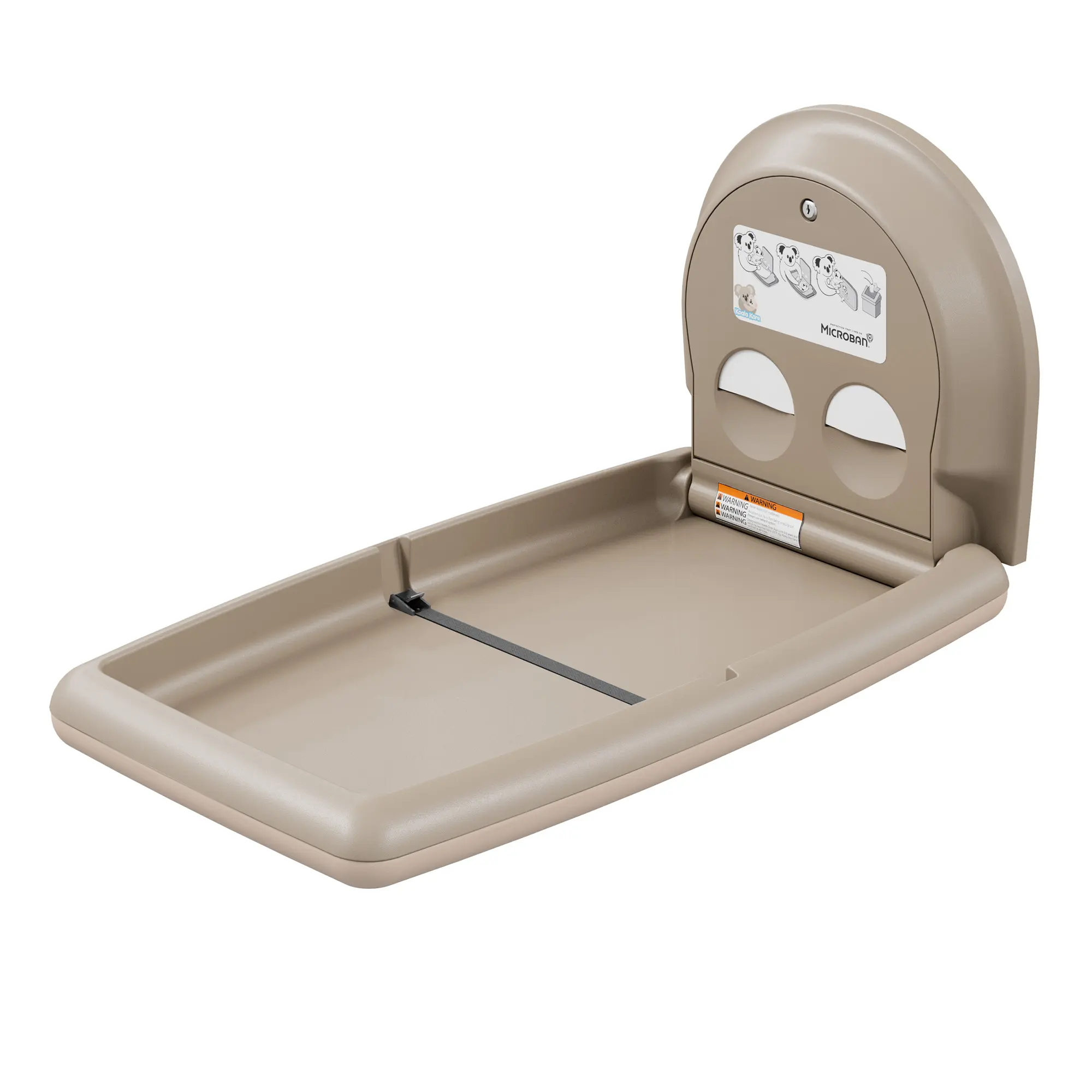 Koala Kare Vertikaler Babywickeltisch KB301 aus Polyethylen, wandmontierte, platzsparende Kinderwickelstation mit Sicherheitsgurt und Microban-Schutz, Artikelnummer KB301