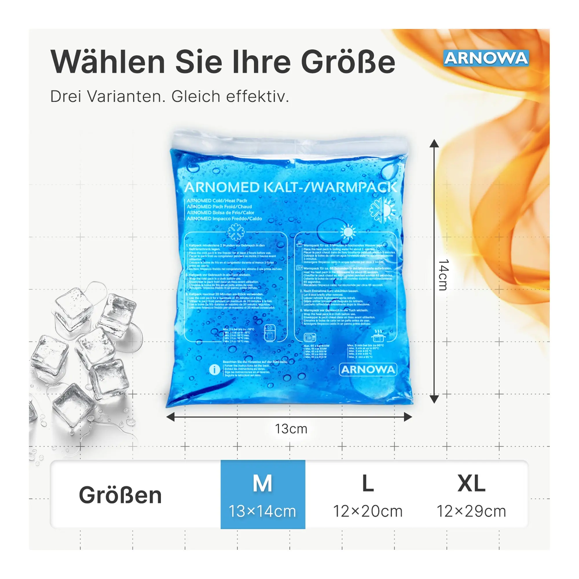 ARNOMED Kalt-/Warmpack 2er Set, blaue wiederverwendbare Kalt-Warm-Kompresse für Kälte- und Wärmetherapie bei Schmerzen, Schwellungen und Verletzungen, inklusive Verpackung, Art.-Nr. 932-M-2