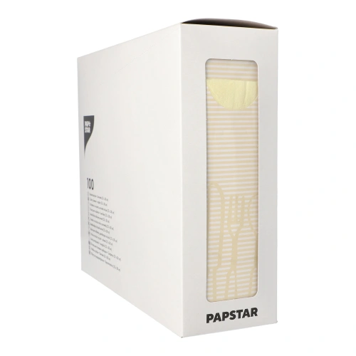 PAPSTAR Bestecktaschen 23,5 cm x 7,9 cm creme inkl. farbiger Serviette, 5 x 100 Stück