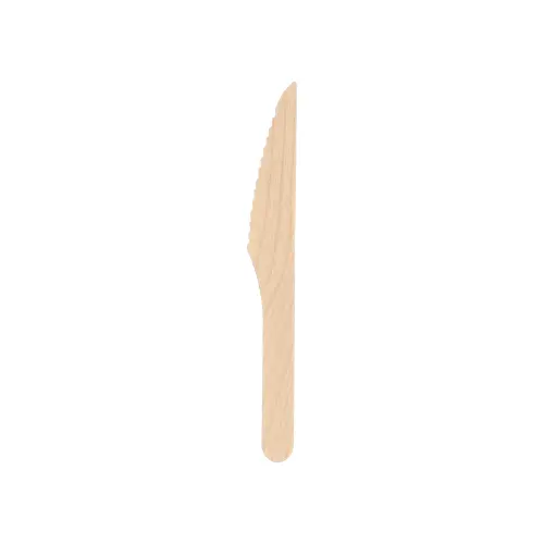 PAPSTAR Messer Holz "pure" 16 cm aus FSC-zertifiziertem Birkenholz, umweltfreundliches Einwegmesser für Events und Take-away, Artikelnummer 37177
