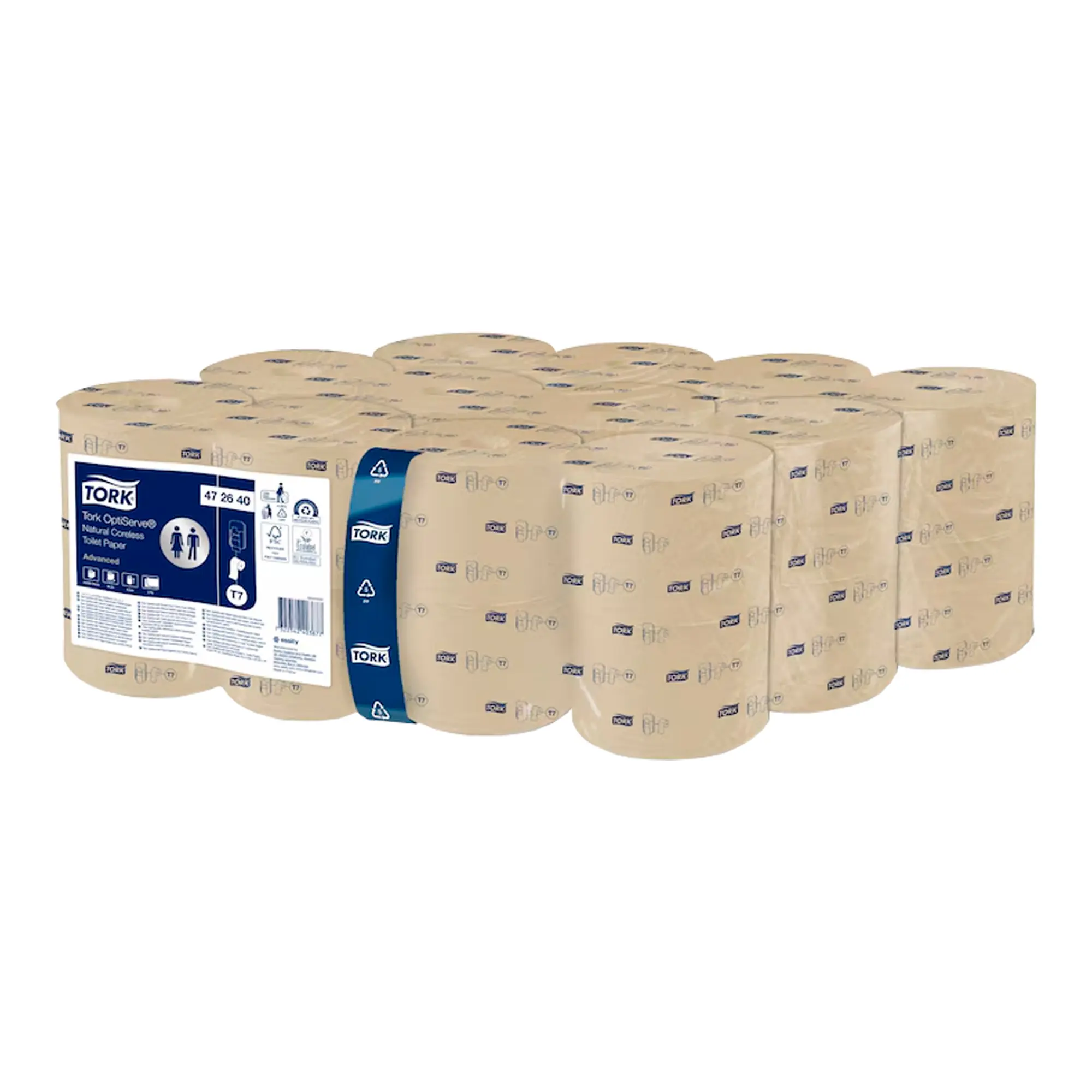 Tork 472640 OptiServe Advanced Natur T7 hülsenloses Toilettenpapier, 2-lagig, 820 Blatt