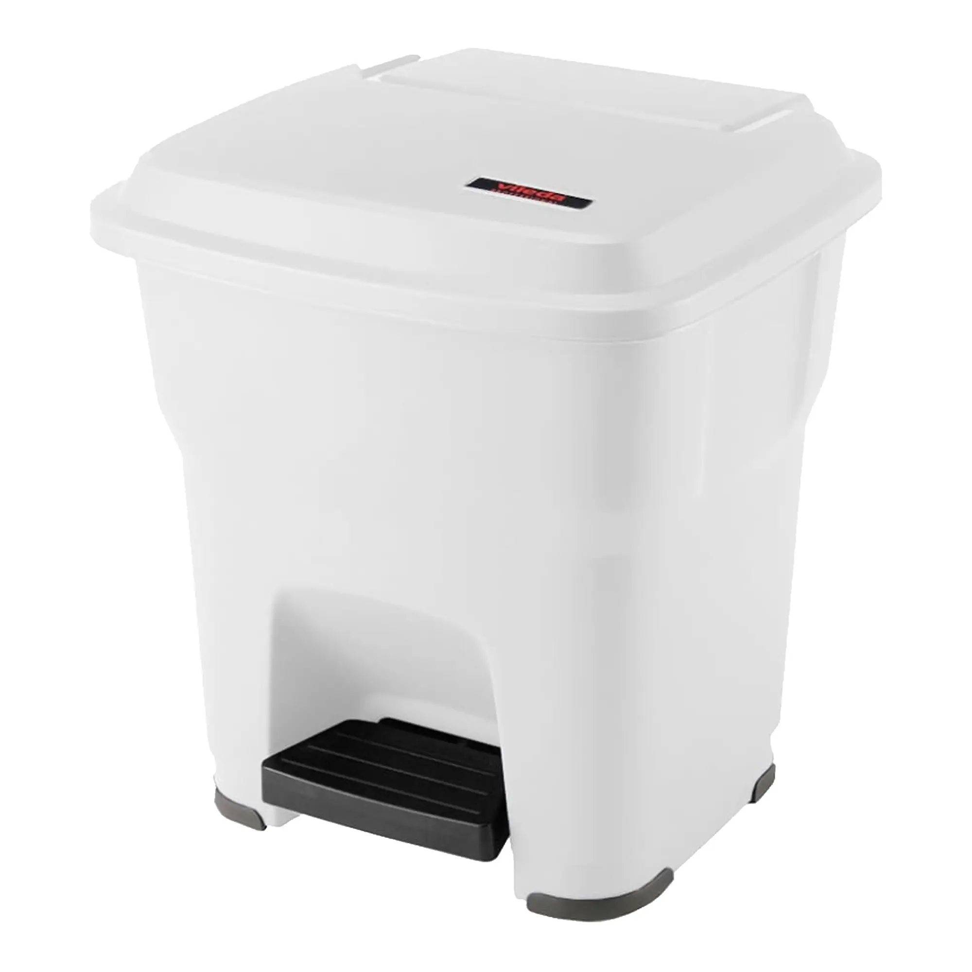 Vileda Tretmülleimer Hera weiß, 35 Liter, Hygienetretabfalleimer mit Pedal, langsam schließendem Deckel und Müllsackhalterung für Kliniken und Lebensmittelbereiche