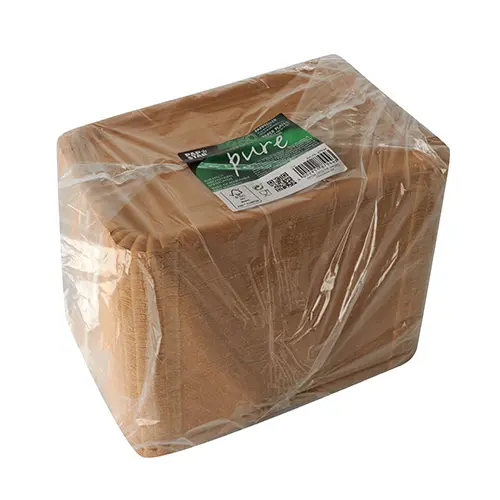 PAPSTAR Teller, Pappe pure eckig 16,5 x 23 cm braun, FSC-zertifizierte Einweg-Pappteller aus 100 % Frischfaserkarton, lebensmittelecht, nachhaltig, Art.-Nr. 87944