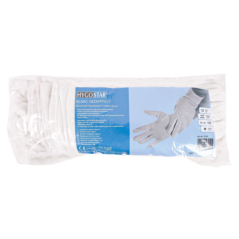 Hygostar Blanc Doubled Baumwollhandschuhe weiß, VE 300 Paar