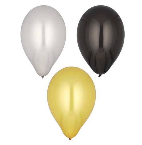 PAPSTAR Luftballons Ø 25 cm schwarz/gold/silber