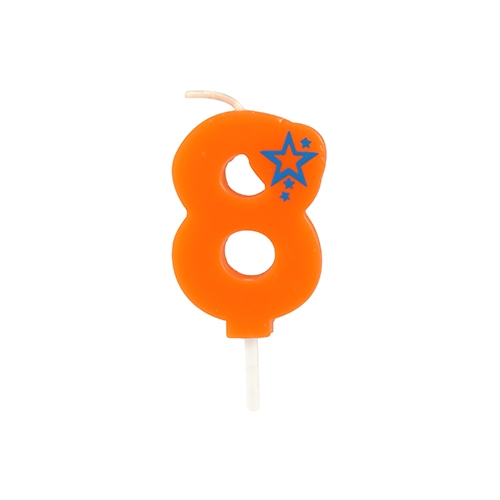 PAPSTAR Zahlenkerze, Mini 6,8 cm orange "8"