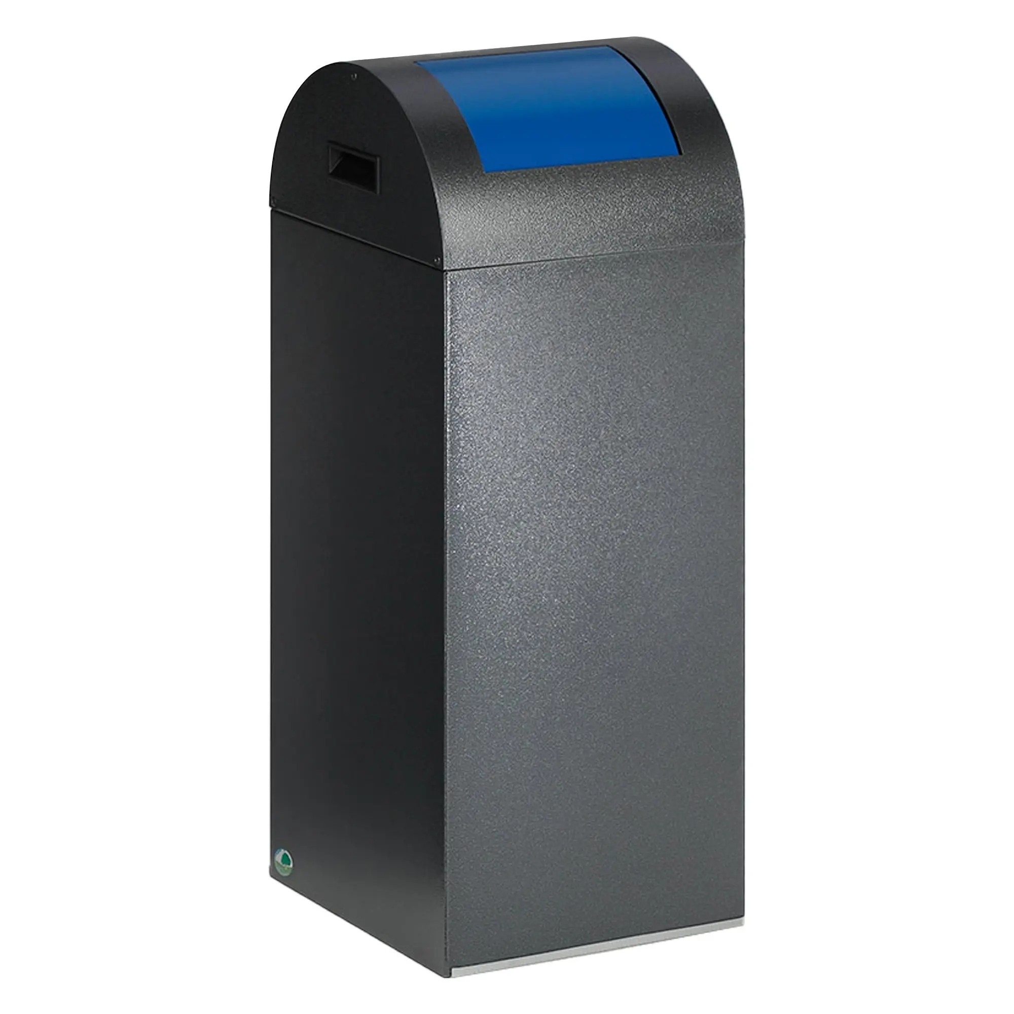 VAR Wertstoffsammelgerät WSG 55 R, 60 Liter antiksilber aus verzinktem Stahlblech, TÜV-geprüft, feuerfest mit selbstschließender blauer Pushklappe und Griffmulden, Hersteller VAR