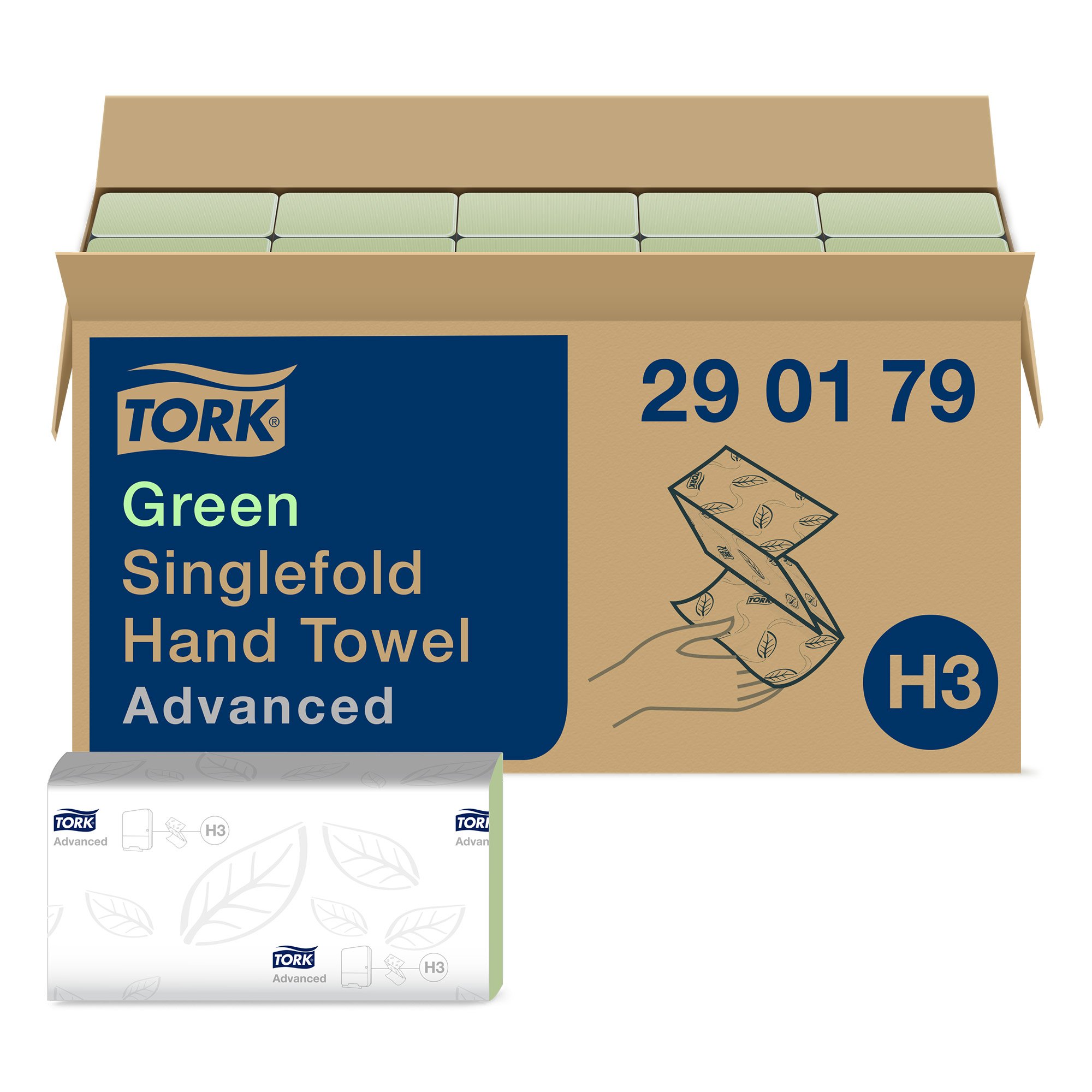 Tork Advanced Zickzack Papierhandtücher, 2-lagig, 25 x 23cm, grün 3750 Tücher 290179_1