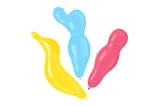 Bunte Twisty-Luftballons in Gelb, Blau und Pink, ideal für kreative Luftballon-Dekorationen, Artikelnummer 106162