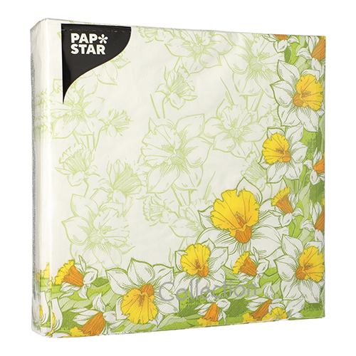 PAPSTAR Servietten, 3-lagig 1/4-Falz 40 cm x 40 cm "Narciso", 8 x 50 Stück