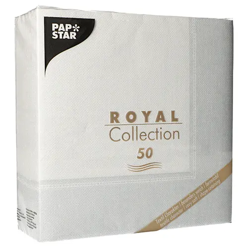 PAPSTAR Servietten ROYAL Collection 1/4-Falz 40 cm x 40 cm weiß Linum, Premium-Servietten in Stoffoptik, weich, formstabil, industriell kompostierbar