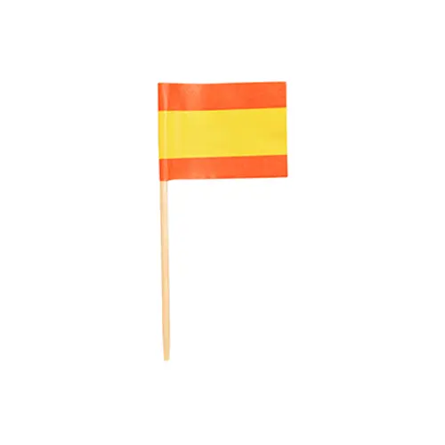 PAPSTAR Deko-Picker 8 cm "Spanien" aus Holz, Spanien-Flagge 25 x 35 mm für Fingerfood, Snacks, Tapas und Buffets