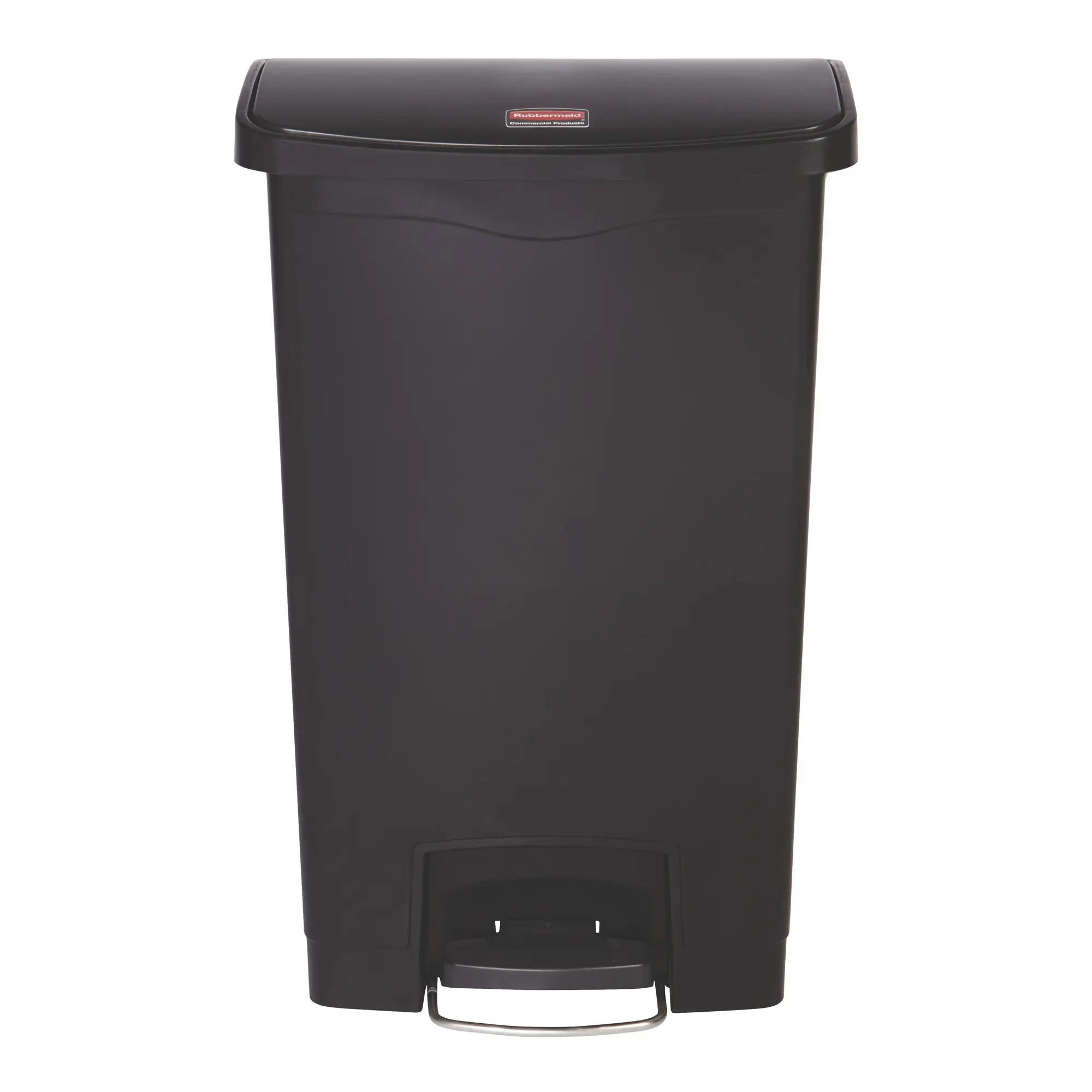 Rubbermaid Slim Jim Step on Abfallbehälter 50 Liter Front Step, schwarzer Tretmülleimer mit leise schließendem Deckel und robustem Fußpedal