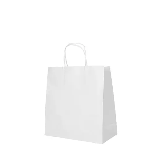 PAPSTAR Tragetaschen, Papier 25 x 26 x 17 cm weiß mit gedrehtem Tragegriff aus 70 g/m² Kraftpapier, Tragkraft bis 5 kg, VE 300 Stück, Art.-Nr. 88846