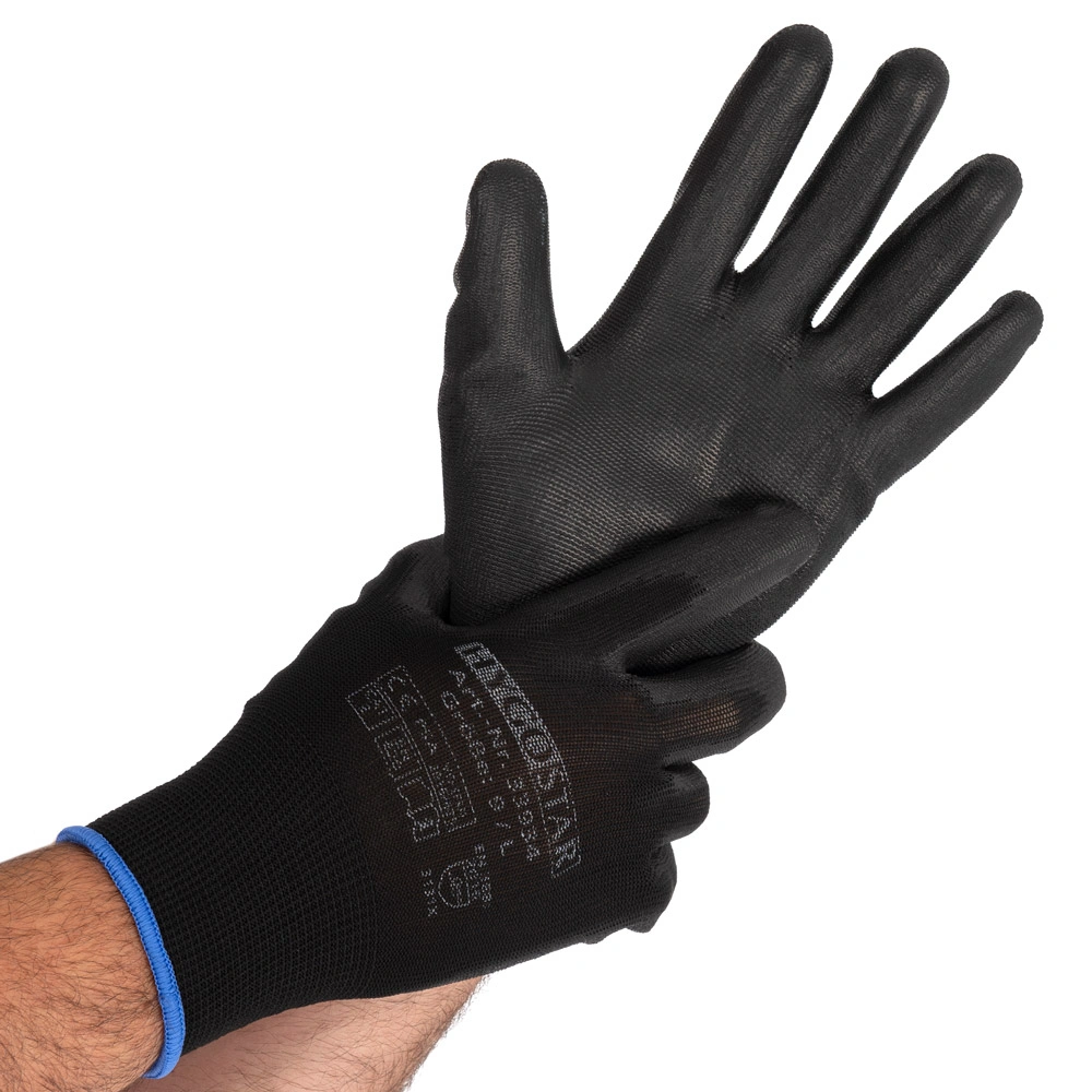 Hygostar Black Ace Arbeitshandschuhe mit Polyurethan-Beschichtung schwarz, VE 120 Paar