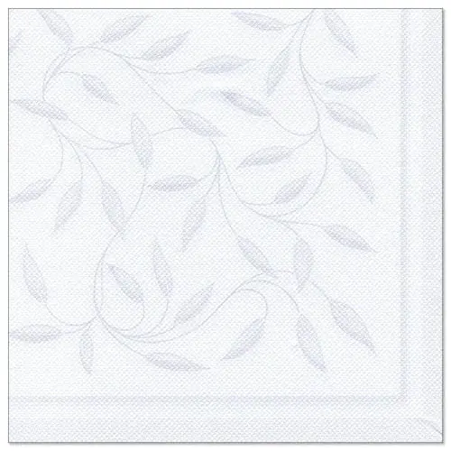 PAPSTAR Servietten "ROYAL Collection" 1/4-Falz 40 x 40 cm weiß "New Mediterran", Stoffoptik mit dezentem Blättermuster, 8 x 20 Stück, Artikel 16930