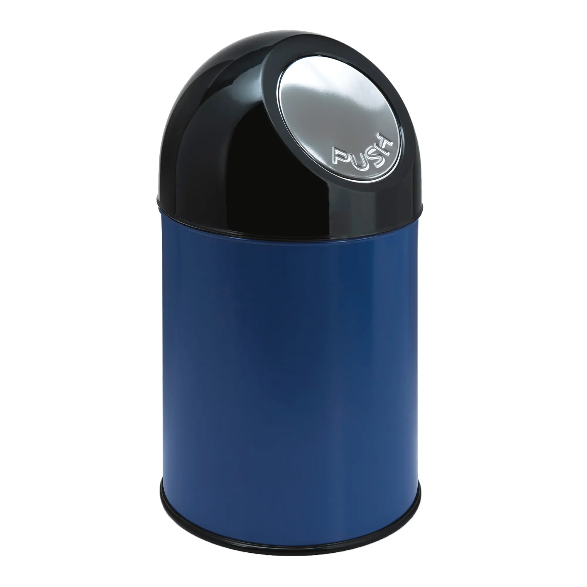 V-Part Abfallbehälter Edelstahl-Pushklappe 30 Liter blau/schwarz 31004874_1