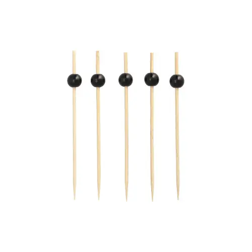 PAPSTAR Fingerfood - Picker 12 cm "Black Pearl" aus Bambus mit schwarzer Kugel, ideal für Häppchen und Fingerfood, Artikel 89959