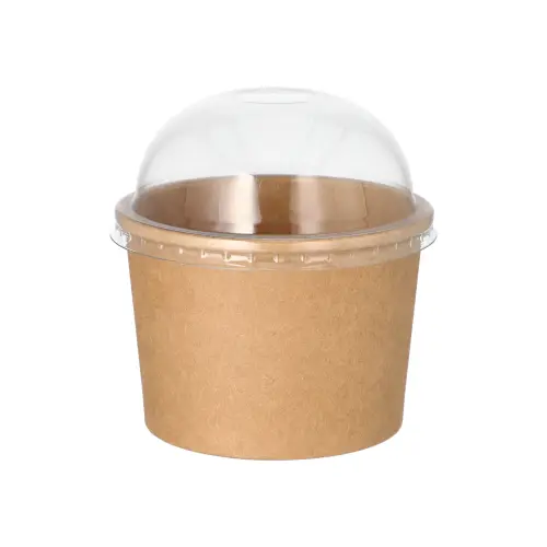 Starpak Dom-Deckel für Suppenbecher PET rund Ø 9,8 cm, 4 cm transparent von PAPSTAR, glasklarer Domdeckel für To-go-Suppen und Snacks, Art.-Nr. 37248