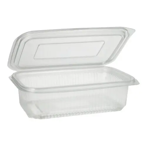 Starpak Verpackungsbecher mit Klappdeckeln 750 ml aus transparentem PP, rechteckig 13 x 19 x 5,3 cm, ideale To-go-Verpackung für Salate, Feinkost und Antipasti von PAPSTAR
