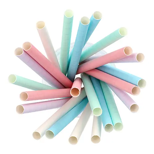 PAPSTAR Bubble Tea Halme Papier Ø 12 mm, 20 cm farbig sortiert in Pastellfarben, umweltfreundliche Trinkhalme für Bubble Tea