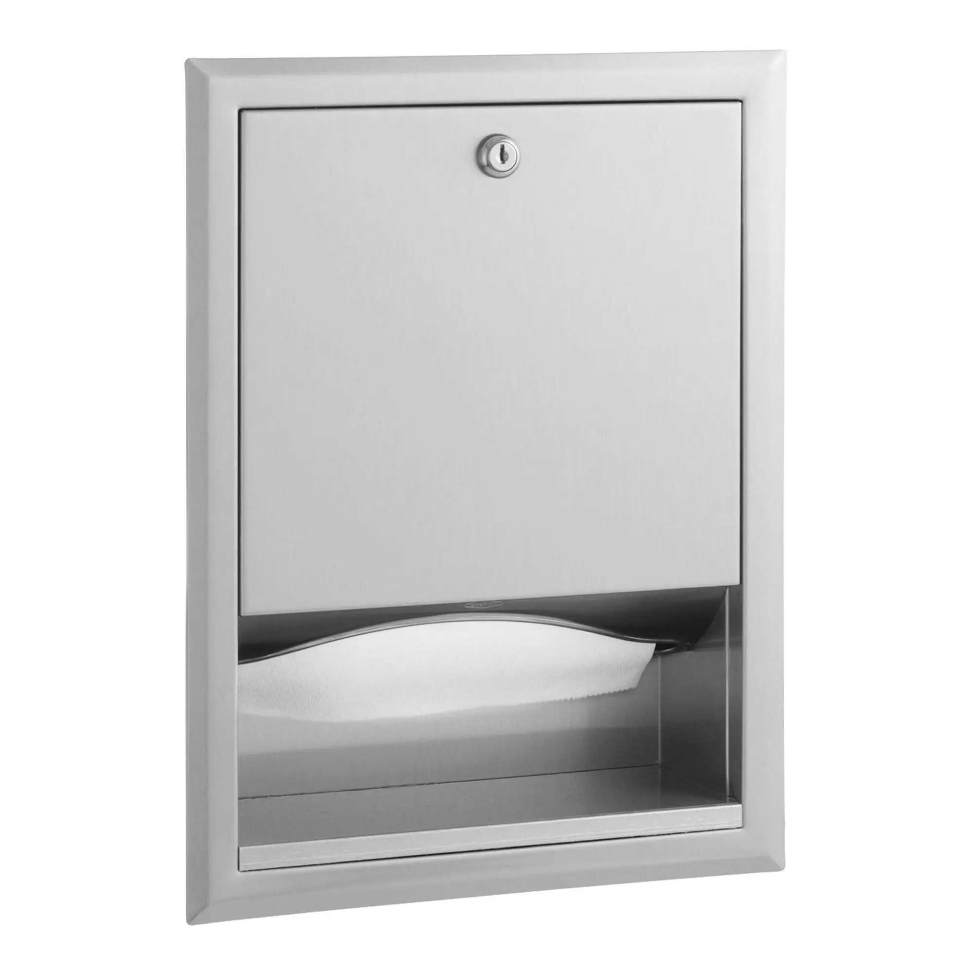 Bobrick B-359 Classic Papierhandtuchspender Wandeinbau aus Edelstahl, wandbündiger Einbau-Handtuchspender mit Schloss für C-, W- und Z-Falz Handtücher