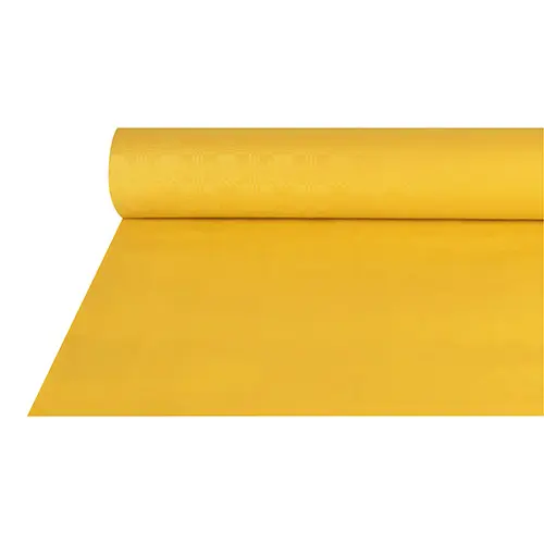 PAPSTAR Papiertischtuch mit Damastprägung 50 m x 1 m gelb auf Rolle, 42 g/m², hochwertige Tischdekoration für Feierlichkeiten