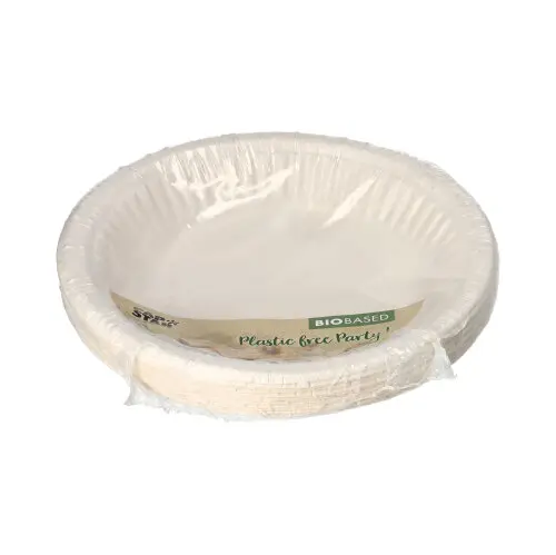 PAPSTAR Schalen, Pappe rund Ø 19 cm, 3 cm weiß aus FSC-zertifiziertem Frischfaserkarton, lebensmittelechte Einweg-Partyschalen, Artikel 88711