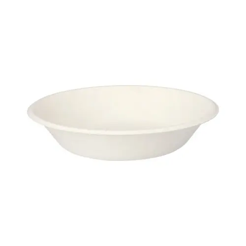 PAPSTAR Schalen Zuckerrohr "pure" 680 ml Ø 19 cm, 4 cm weiß, stabile kompostierbare Einweg-Schalen aus Bagasse, mikrowellengeeignet, 12 x 12 Stück