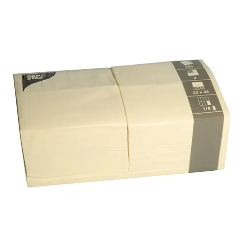 PAPSTAR Servietten, 3-lagig 1/8-Falz 33 x 33 cm creme aus Tissue, FSC- und Nordic-Ecolabel-zertifiziert, 250er Gastro-Packung, Artikel 84579
