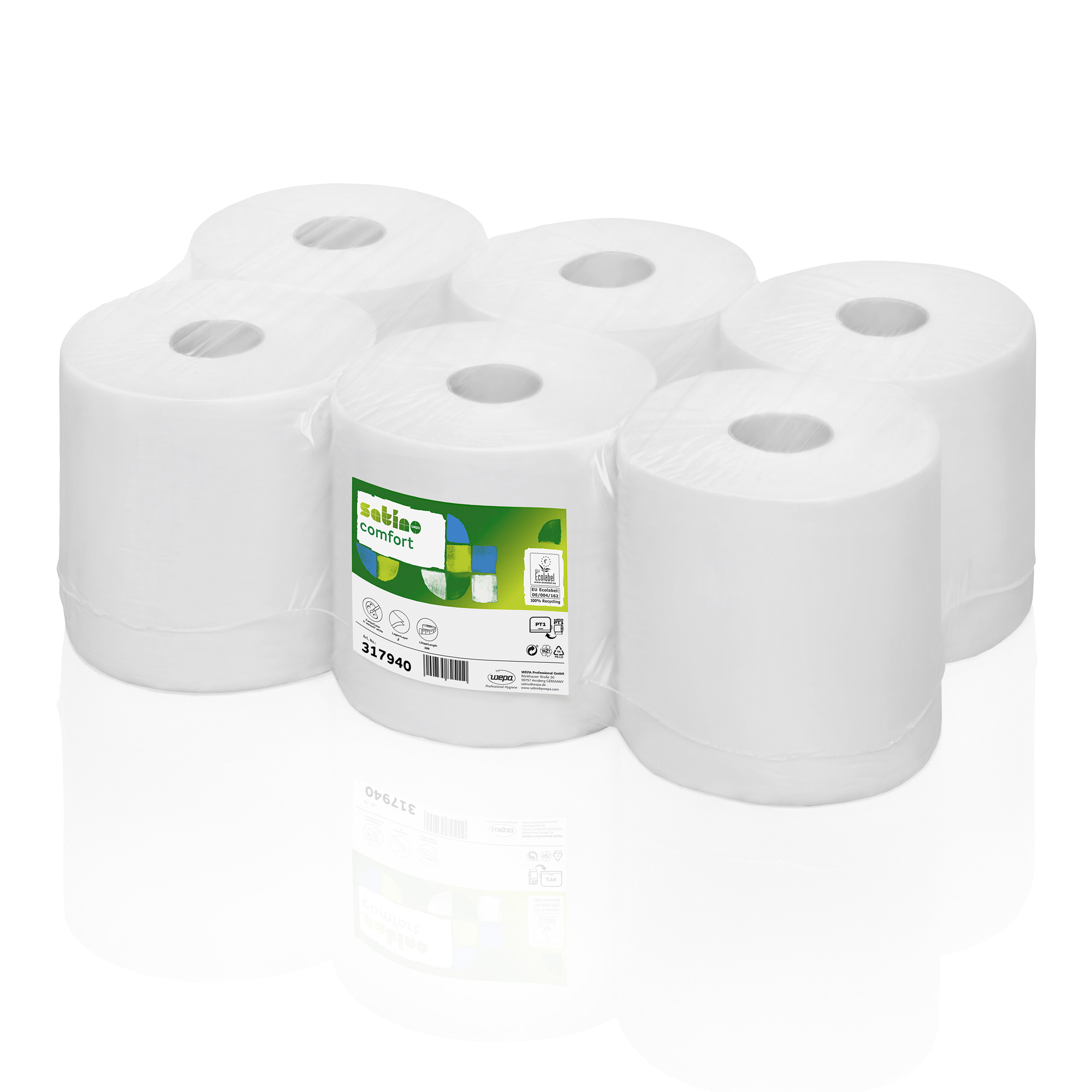Satino by Wepa comfort Handtuchrollen Recycling Tissue, 2-lagig, 150 Meter 6 Rollen 317940_1
