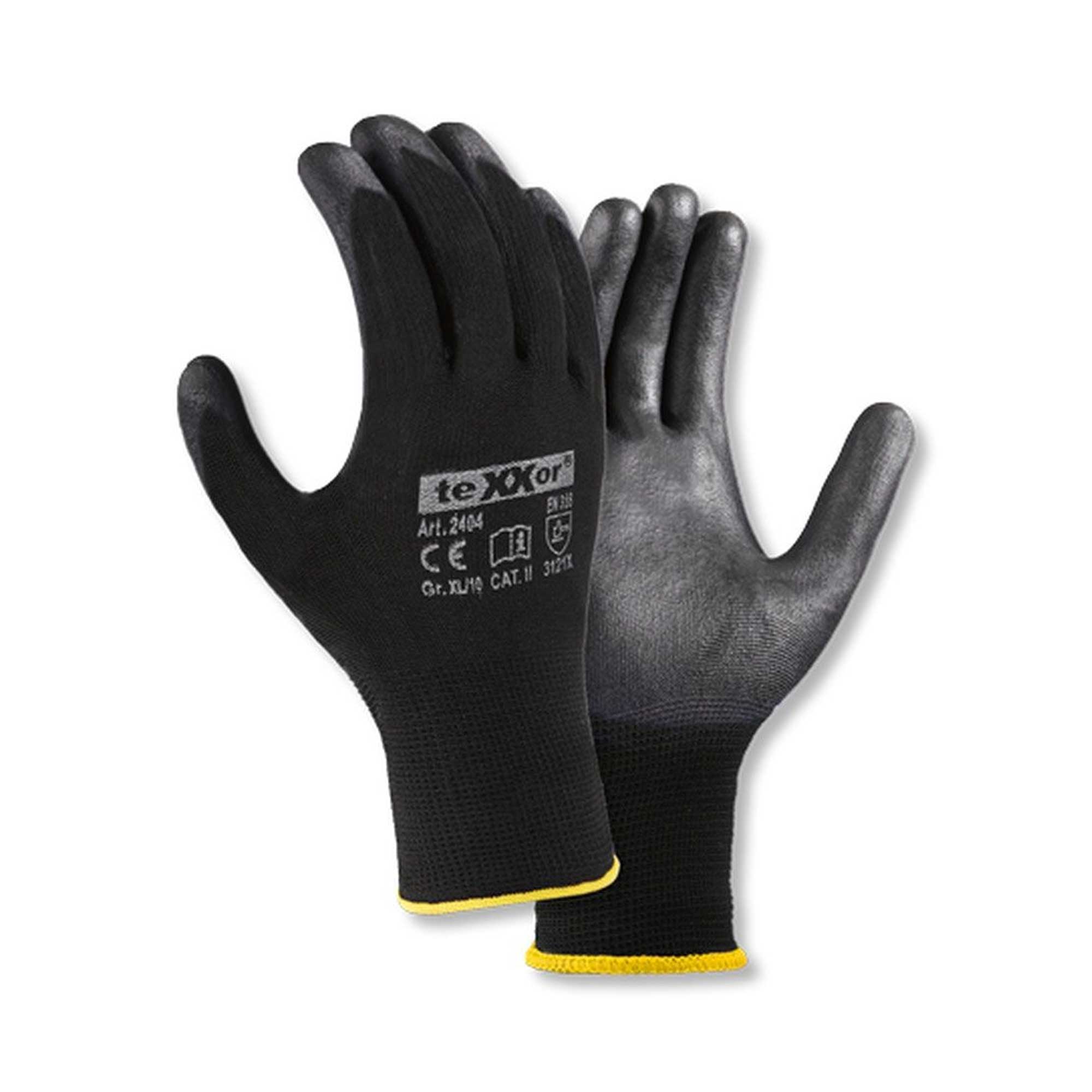 teXXor 2404 Polyester-Strickhandschuhe mit Polyurethan-Beschichtung weiß, VE 240 Paar