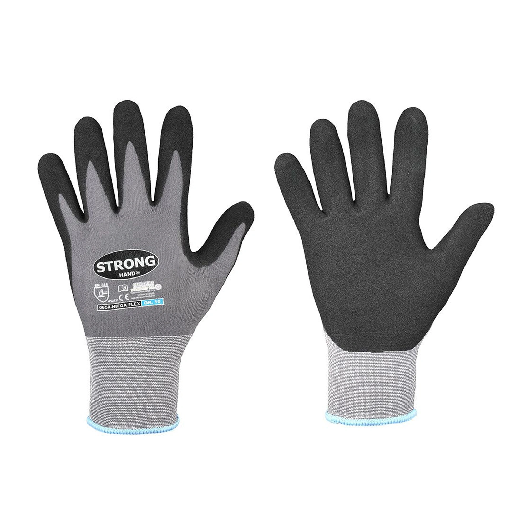 Stronghand Nifoa Flex 0650 Feinstrickhandschuhe mit Nitril-Beschichtung grau/schwarz, VE 144 Paar