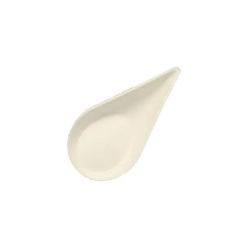 PAPSTAR Fingerfood Teller Zuckerrohr "pure" 10,5 x 5,7 cm weiß in Tropfenform, mikrowellengeeignet, nachhaltiger Einweg-Teller Drop