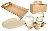 To Go Verpackungsset aus Karton mit Tablett, Transportbox, Becherträger und runder Einlage für Getränke und Speisen