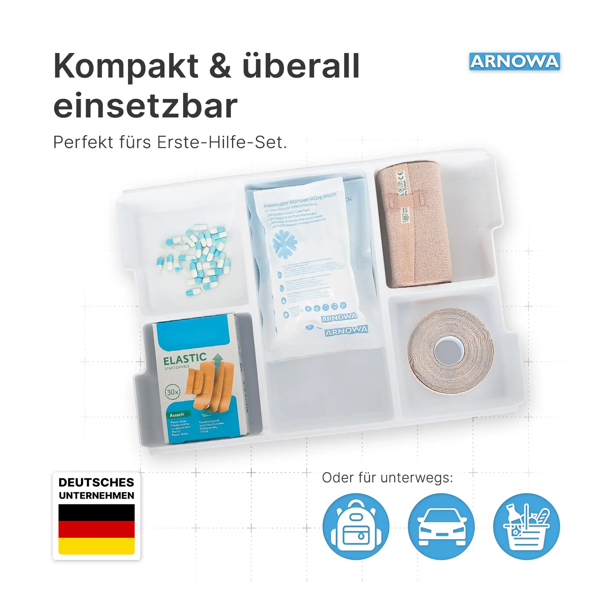 ARNOMED Sofort-Kühlpack 10er Set, sofort einsatzbereite Einweg-Kältekompressen ohne Vorkühlen zur Kältetherapie bei Sportverletzungen, Prellungen, Schwellungen und Zahnschmerzen